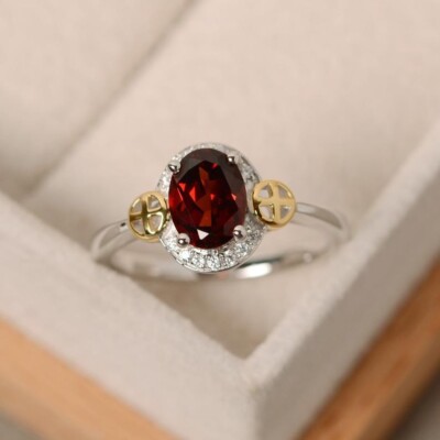 1.16 Ct Oval Natural Ruby Diamond Bridal Ring 14K Solid White Gold Size 6