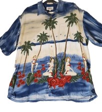 Vintage Campia Moda Hawaiian Shirt Short Sleeve Hula Girl 100 Rayon Men's XL