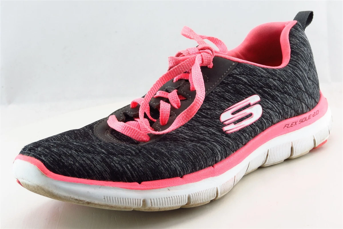 Skechers Lite Weight Running Shoes Black Synthetic Women 7 Medium