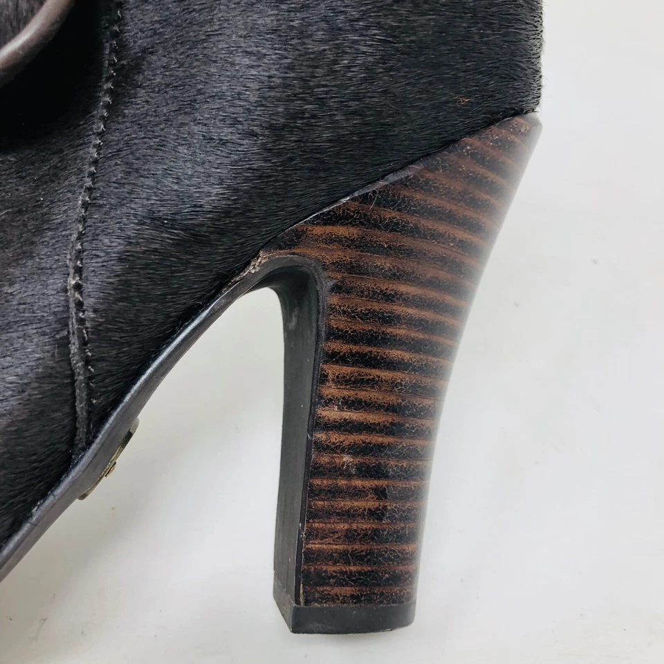 Botines Fossil Damas Talla 7 Marrón Oscuro Pelo de becerro Cremallera Tacón Apilado Foto 4 de 4