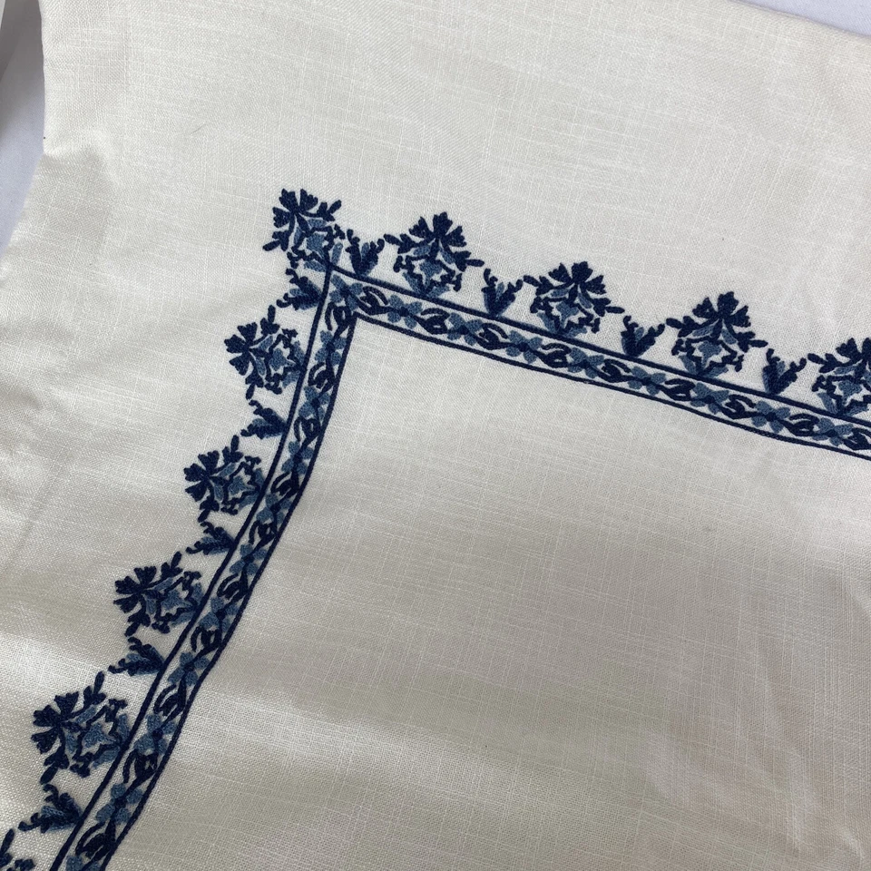 Madison Park Euro Sham 26 x 26" Indigo Sky Ivory Blue Embroidered Pillow Cover - Image 2 of 4