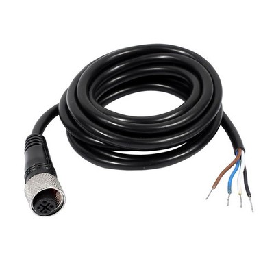 uxcell M12 Female Straight 4 Pin Connector 2m (6.56') - rca plugs, Black