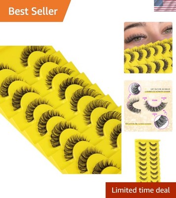 Natural Look Russian Strip Lashes - 9 Pairs of Lightweight Reusable Elegance
