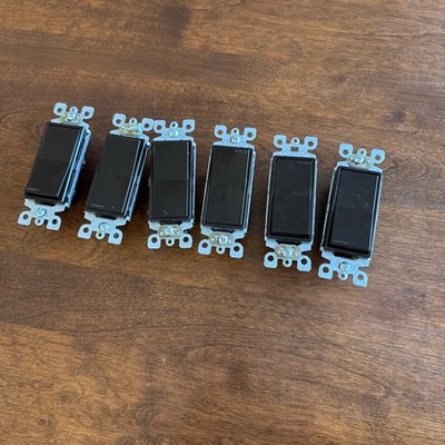 6 Leviton 15A 120v Toggle  Switches - Brown