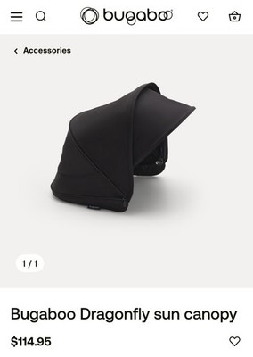 Bugaboo Dragonfly Sun Canopy - Black Brand New!! Free FAST SHIPPING!! 
