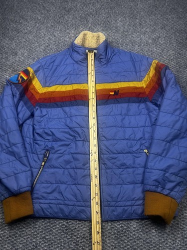 Aviator Nation Jacket Mens Small Rainbow Stripe Sherpa Lined Patch Zip Vintage - Picture 6 of 10