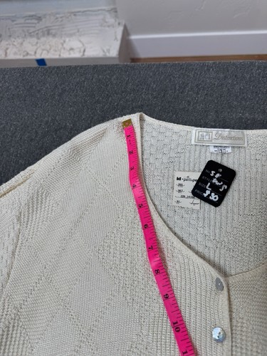 Cardigan Womens M Medium Beige Cable Knit Button Up Sweater Vintage - Picture 8 of 8