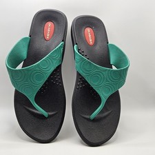 Okabashi Women’s Flip Flops Size L 8–9 Teal Black Comfort Sandals Made in USA