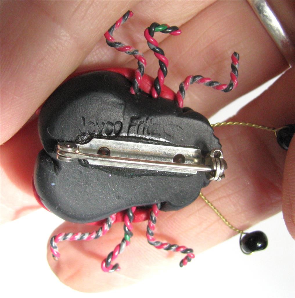 Artisan Polymer Clay Ladybug Beetle Bug Insect Br… - image 6