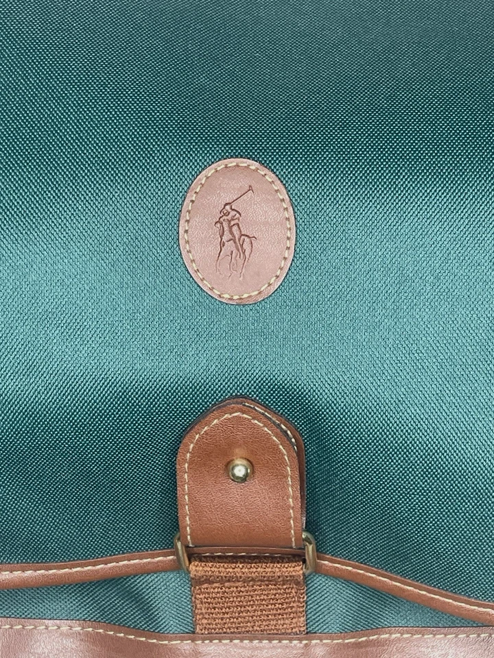 Vintage Polo Ralph Lauren Green Crossbody Messenger Bag Laptop Briefcase Luggage - Image 3 of 4