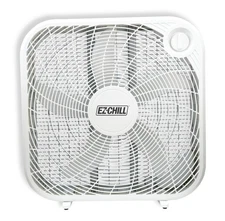 EZ-CHILL 20" Box Fan, 3 Speed Air Circulation, Ideal for Home, Office, White