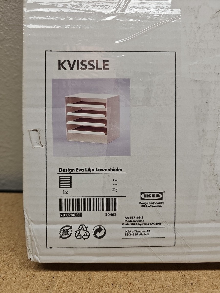 IKEA KVISSLE 新品 IKEA KVISSLE White Filing Letter Paper Organizer Desk Tray 701.980