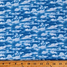 Cotton Clouds Sky Landscape Medley Blue Fabric Print by the Yard D187.17