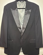 Vintage Christian Dior Monsieur Black Tuxedo Jacket 46L Satin Peak Lapel USA