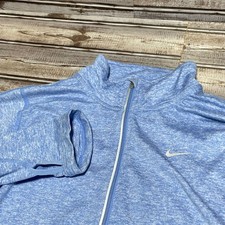 Nike Dri Fit Blue Heathered Pullover Running Jacket Thumbholes Women Size S