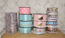 Assorted Pastel Craft Ribbon Various Sizes Yards and Colors Lot of 18