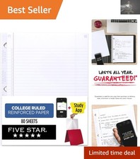 Durable 80 Sheet College Ruled Filler Paper, Ink Resistant, For Easy Studying