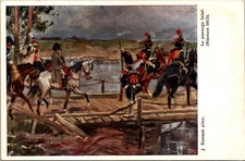 Napoleon Crossing Niemen 1812 J. Kossak Polish Military Art Postcard