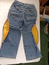 2000's Jnco Wide Leg Jeans - Yellow Mesh Zippered Side Panel (34x32)
