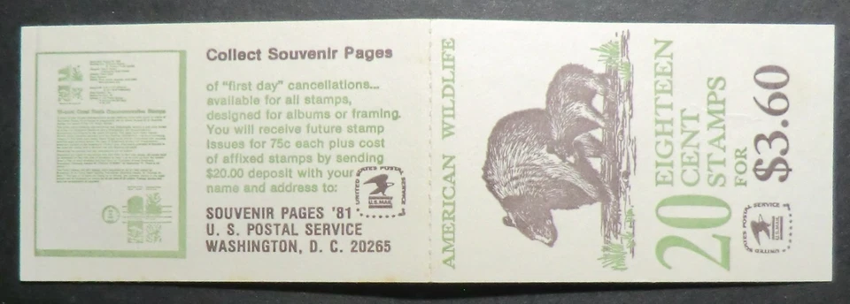 1889a BK137 MNH 1981 18c Wildlife bears deer buffalo Seal Moose Cougar PB # 16 - Image 3 of 3