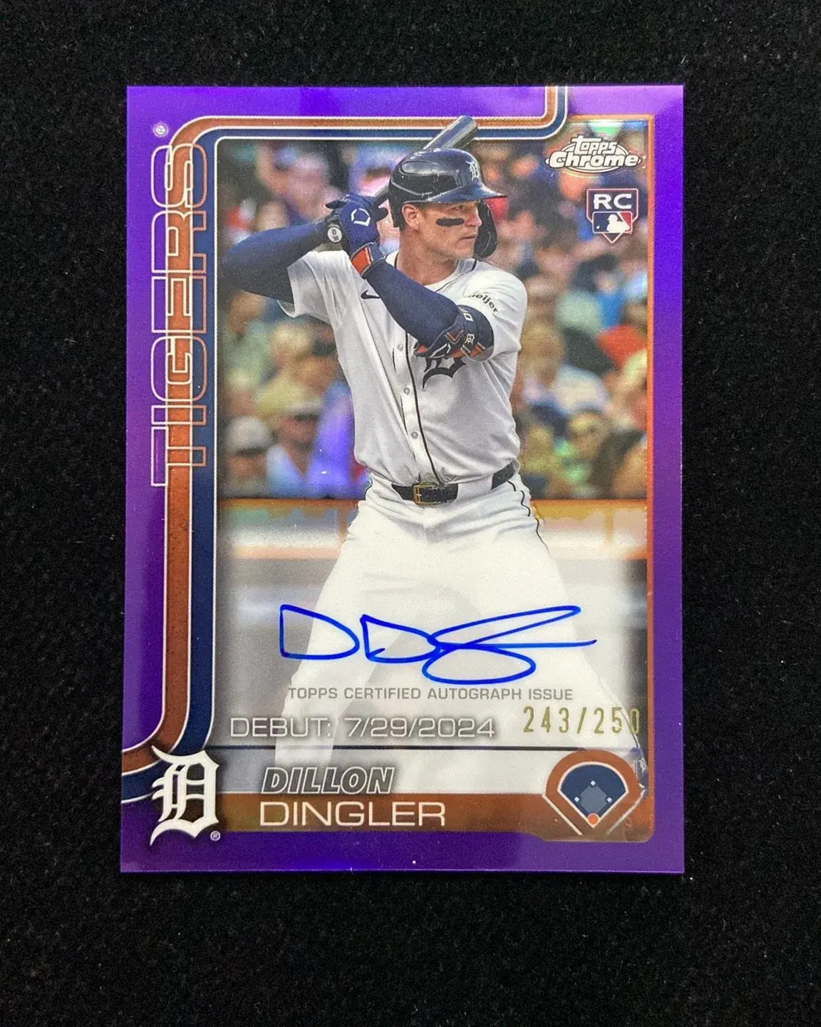 2025 Topps Chrome Debut Auto Dillon Dingler RC Rookie #CRDA-DD Purple REF /250