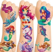 150 Glitter Temporary Tattoos for Girls  Waterproof, Individually Wrapped Sheets