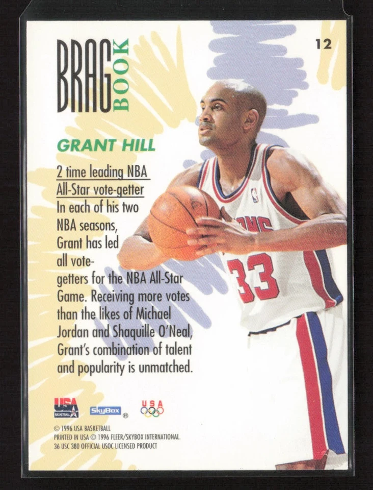 1996 SkyBox USA #12 Grant Hill USA Near Mint or Better - Image 2 of 2