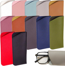 12 PCS Soft Sunglasses Cases Leather Sunglasses Pouch Slim Glasses Case Multicol