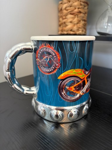 Vintage 2000s Orange County Choppers OCC Motorcycle Mug Chrome Handle Y2K