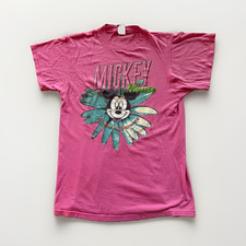 Disney Mickey Mouse Flower Power Pink Graphic T-Shirt Unisex Adult - M