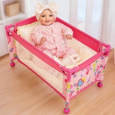 Foldable Baby Doll Crib with Storage for 18 Reborn Dolls - Perfect Gift for