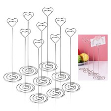 12 Pcs Heart Pattern Table Number Holders Name Holders Photo Stand Note Clip