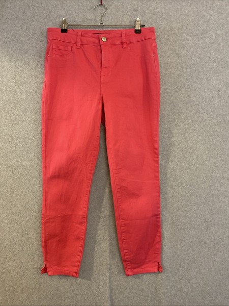 Portmans Bright Pink High Waist Stretch Denim Slight Crop Jeans Sz 12