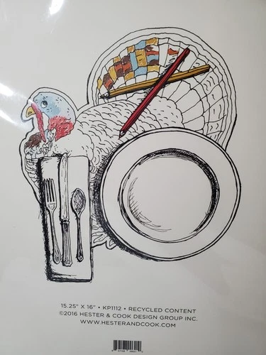 Hester & Cook Turkey Thanksgiving Coloring Placemats