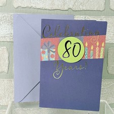 80th Birthday Card Hallmark Greeting Card w/ Envelope Celebrating 80 Years