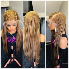Cornrow Braided Lace Front Wigs Box Braids Wig With Baby Hair Ombre Blonde