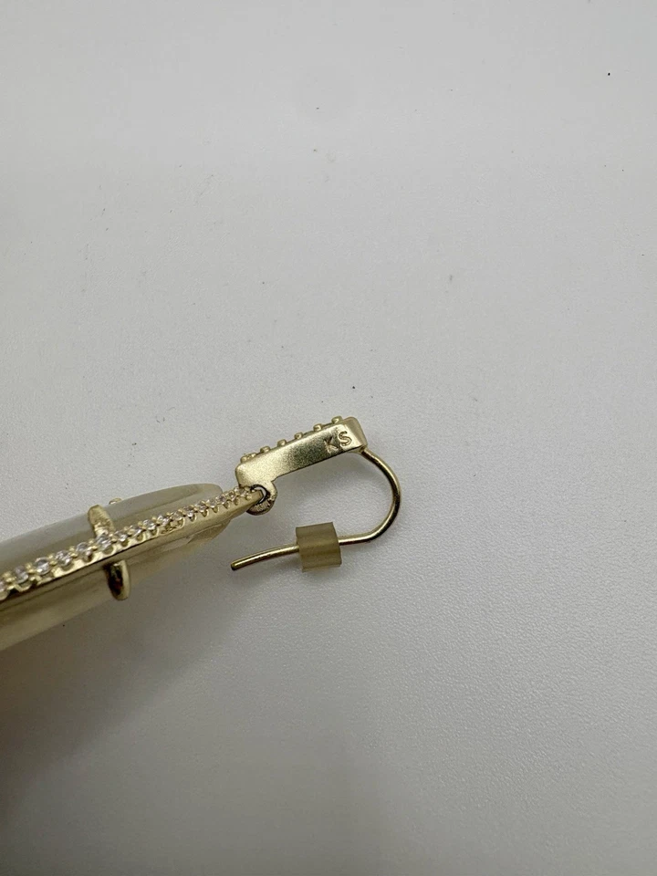 Pendientes colgantes Kendra Scott Tinley madreperla oro blanco diamantes de imitación formales Foto 3 de 4