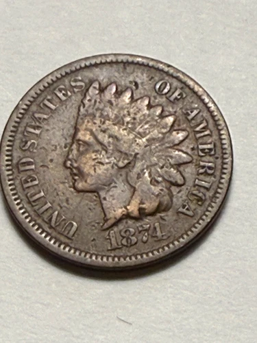 1874 Indian Head Cent 1c Nice- Very Good/Fine