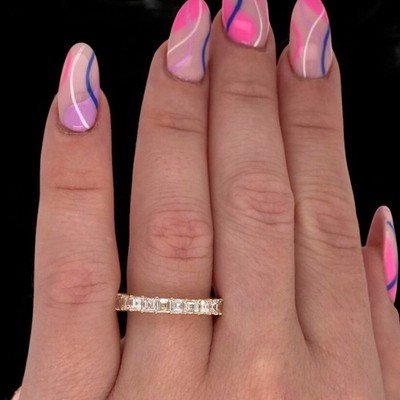 14k Gelbgold Diamant Ewigkeitsband 2,80 Karat Carre-Schliff E F VVS Lab Grown