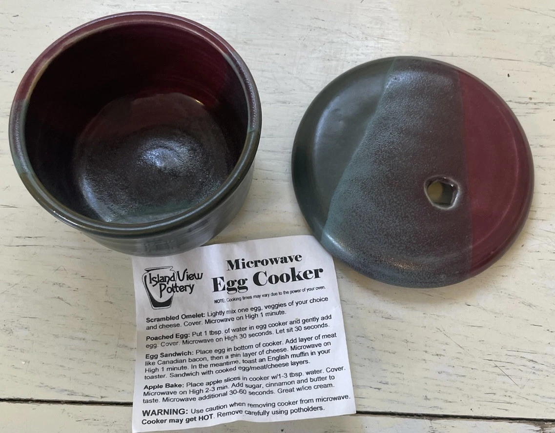 Island View Pottery Egg Cooker Microwave Studio Art Pottery 5" Peggy McDaniel US