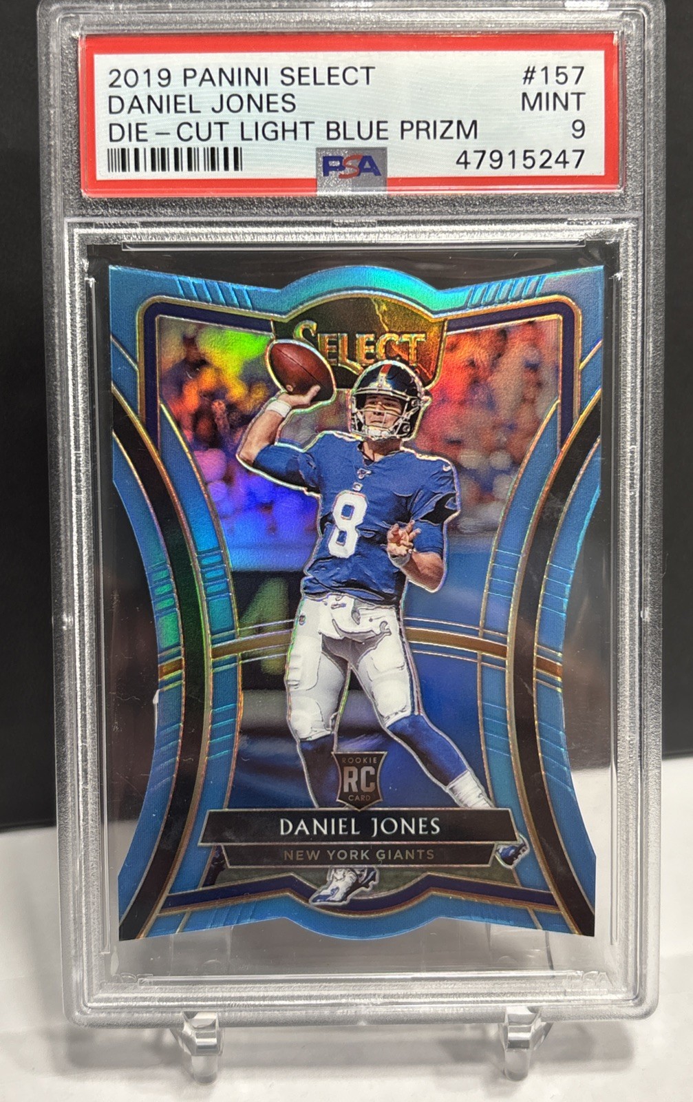 2019 Select Daniel Jones Rookie PSA 9 Light Blue Die Cut /99 Indianapolis Colts