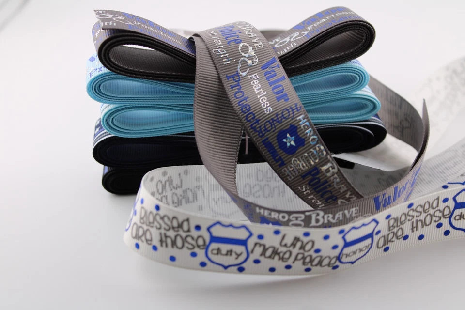 Ribbon Decorative Wreaths Grosgrain Law Enforcement Crafts thin blue line - Image 4 of 4