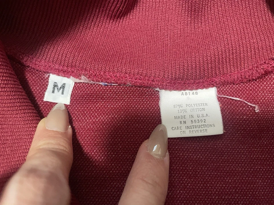 VTG Asics Chaqueta de Pista Hombre Sz M Rojo Gris Hecho en EE. UU. Núcleo de tenis con cremallera completa Foto 3 de 4