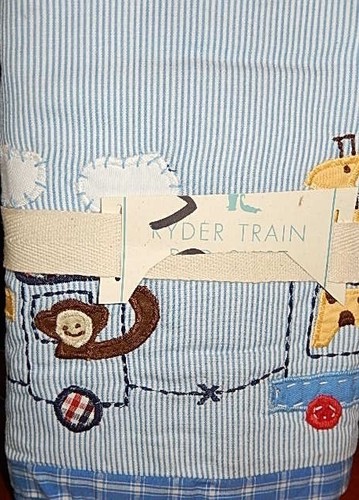 Clearance Pottery Barn Kids Ryder Train Crib Skirt Blue
