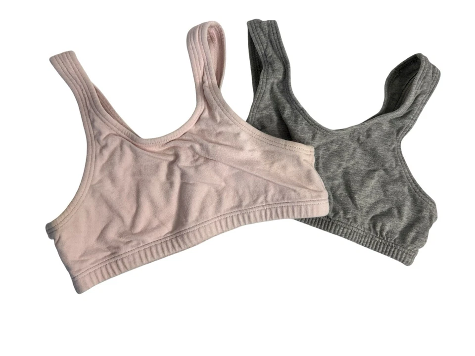 Lot of 2  Fruit Of The Loom Girls Sports Bra 28 Tank Yoga Fitness 2 Pk Pink Gray - Image 2 of 4