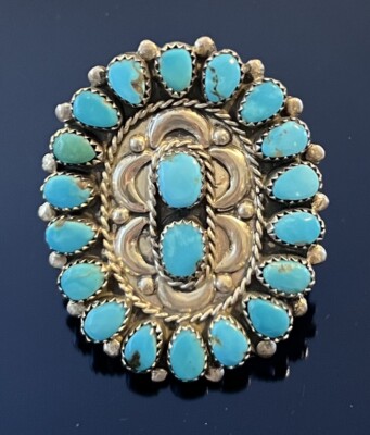Native American Navajo Victor Moses Begay Vintage Turquoise Cluster Ring 