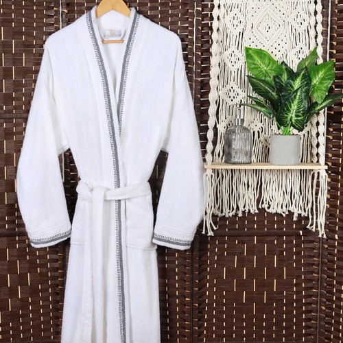 Tinsel Turkish Unisex Cotton Kimono Terry Bath Robe Absorbent Adults Bathrobe - 第 21/40 張圖片