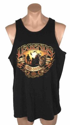Vtg 80s Harley Davidson FT. Smith Arkansas LEGENDS NEVER DIE black Tank Top XL