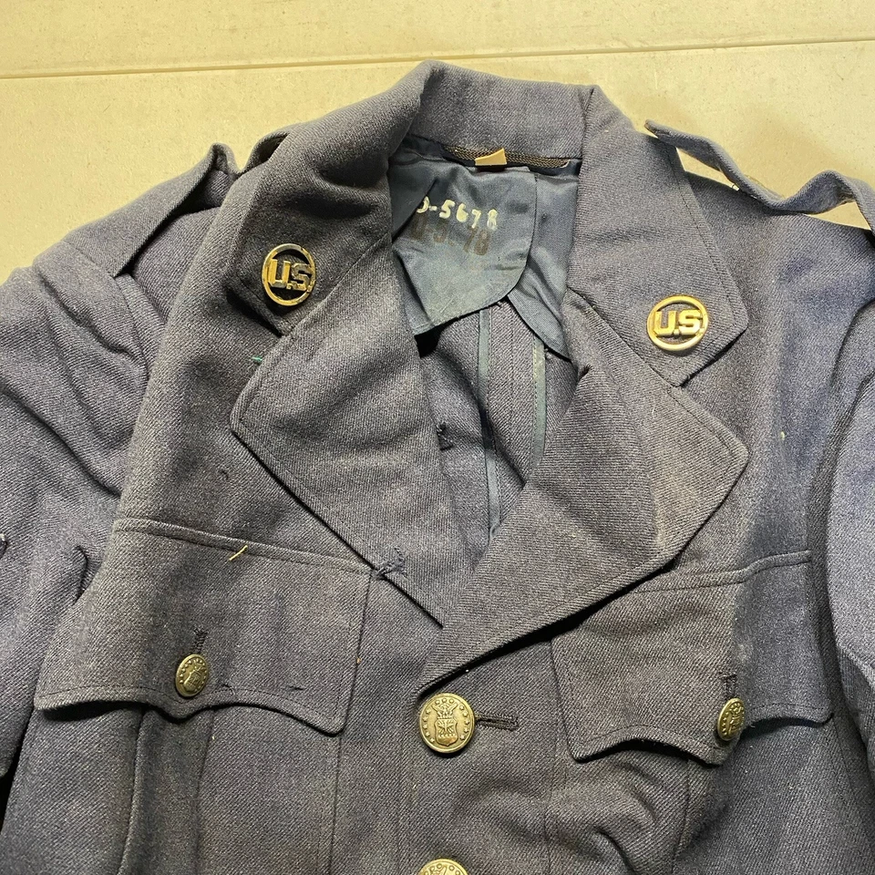 Vintage Military Overcoat Men 38R 13 Stars Lined USAF Double Breast Wool Peacoat - Image 4 of 4