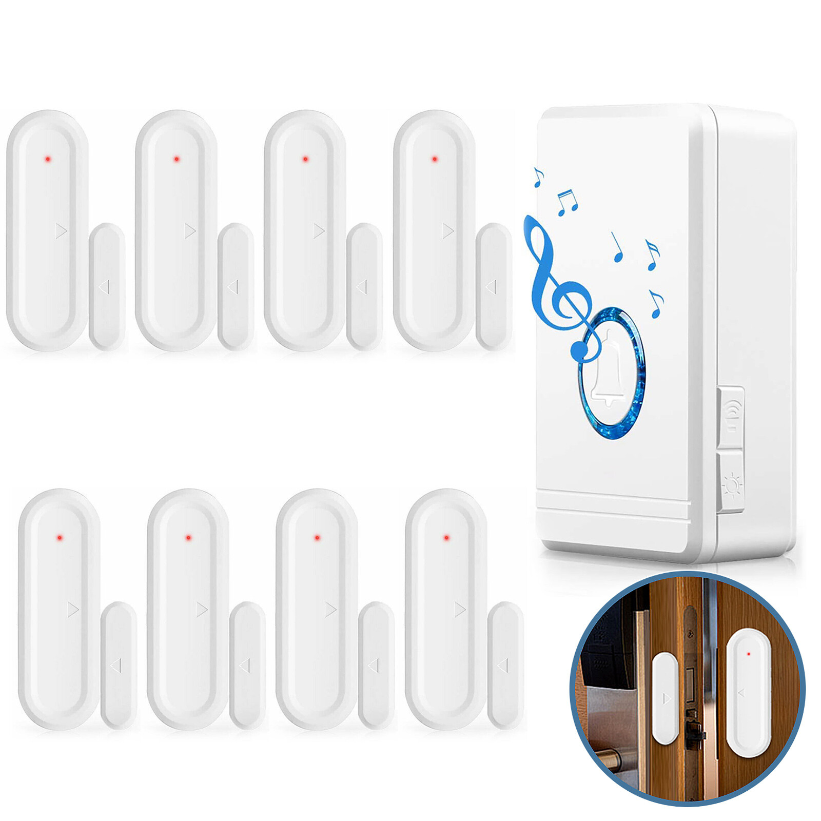 Door Open Sensor Chime 8 Magnetic Sensor Wireless Alarm 48 Chime 1300ft Home US